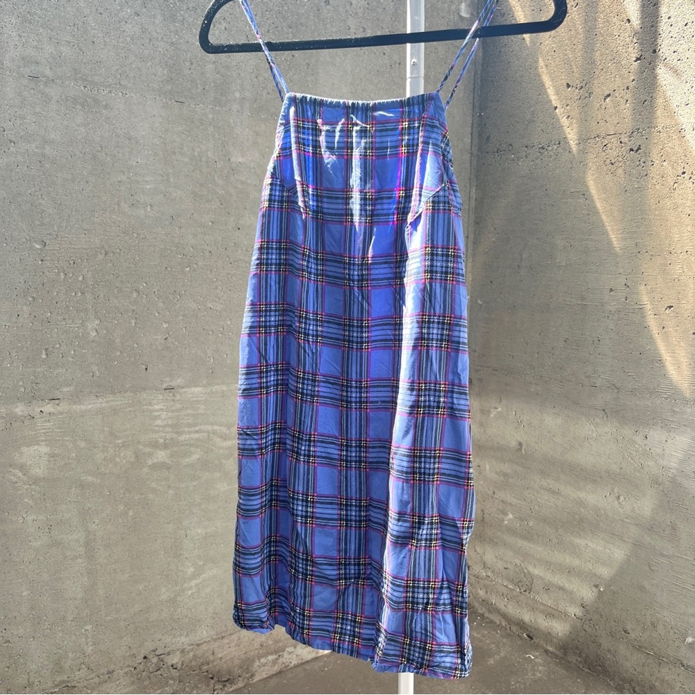 Motel Purple Plaid Checkered Baby Doll Mini Dress